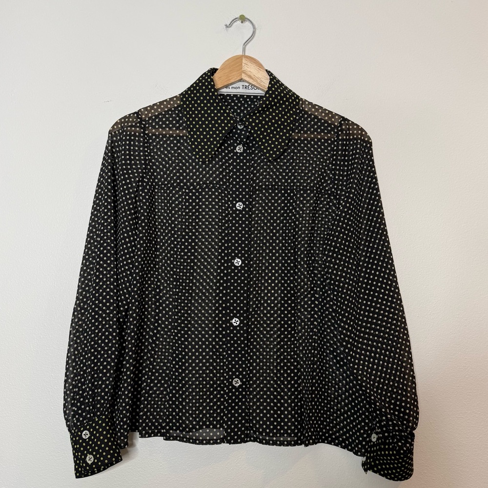 Tu Es Mon Tresor Sheer Polka Dot Empire Waist Blouse size 38